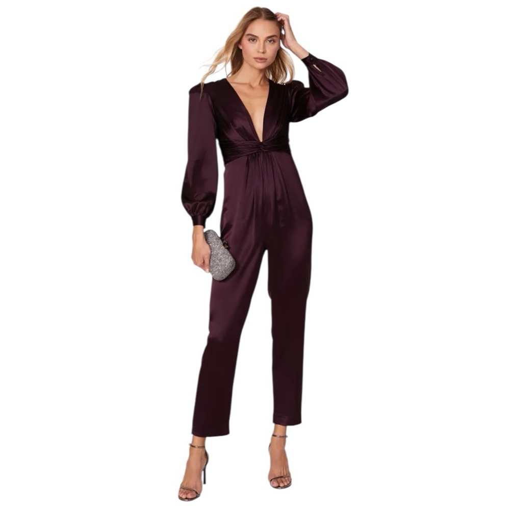NWT Ieena for MacDuggal Women’s Plum V-Neck‎ Jumpsuit 2647 Formal